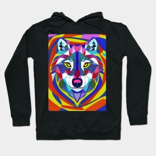 Psychedelic Pop Art Wolf Face Hoodie